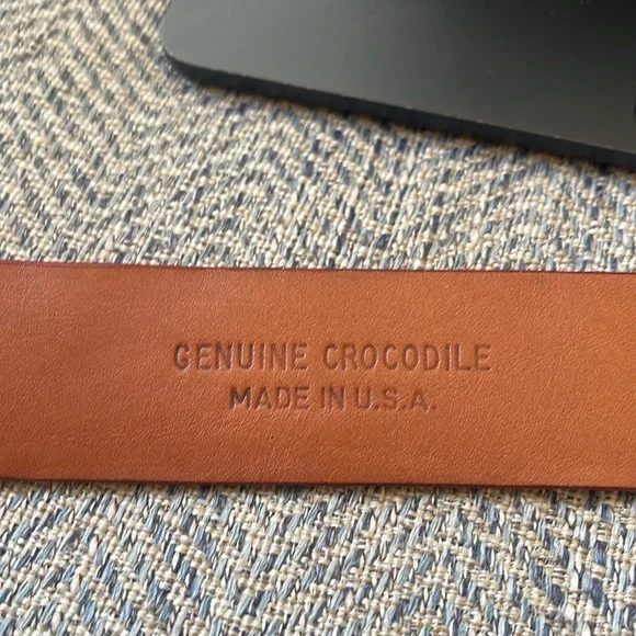Peter Millar Red Croc Embossed Leather Belt Size: 40